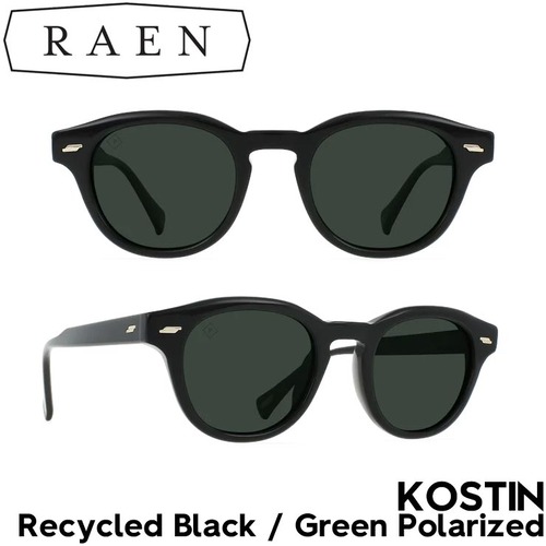 サングラス RAEN Optics レーン KOSTIN Recycled Black / Green Polarized 100U233 KOS-S762-48 偏光レンズ ポラロイズド 日本代理店正規品