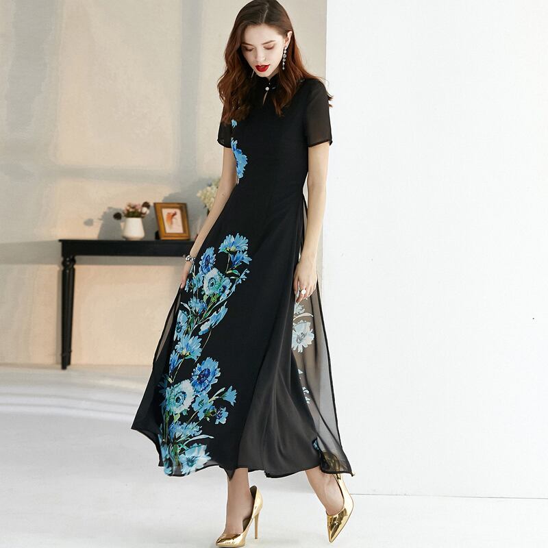 アオザイ ベトナム チャイナ風ワンピース ロング丈 二次会 S M L Ll 3l 4l シフォン ブラック 黒い ストリートファッション通販 Kodo Vip アオザイ ベトナム チャイナ風ワンピース ロング丈 二次会 S M L Ll 3l 4l シフォン ブラック 黒い ストリートファッション通販 Kodo Vip