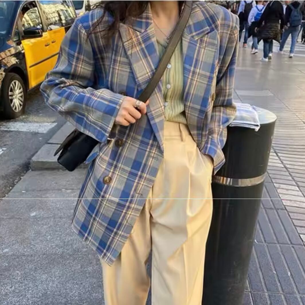 classical check big jacket