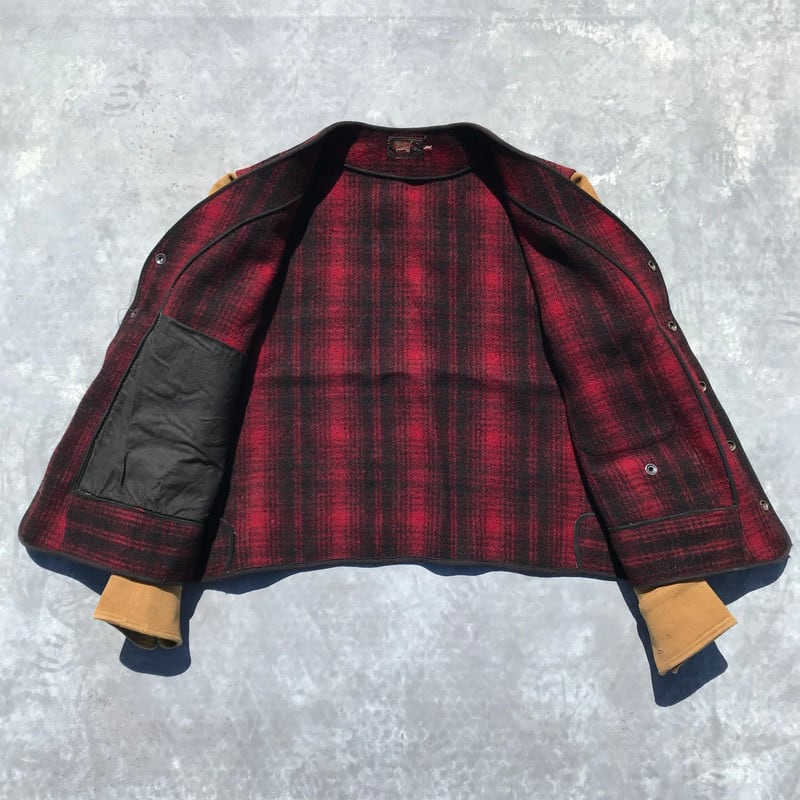 40's WOOLRICH ウールリッチ ウールジャケット ハンティング アウトドア エンジニアジャケット モールスキン チェック 切り替え M 希少  ヴィンテージ | agito vintage powered by BASE