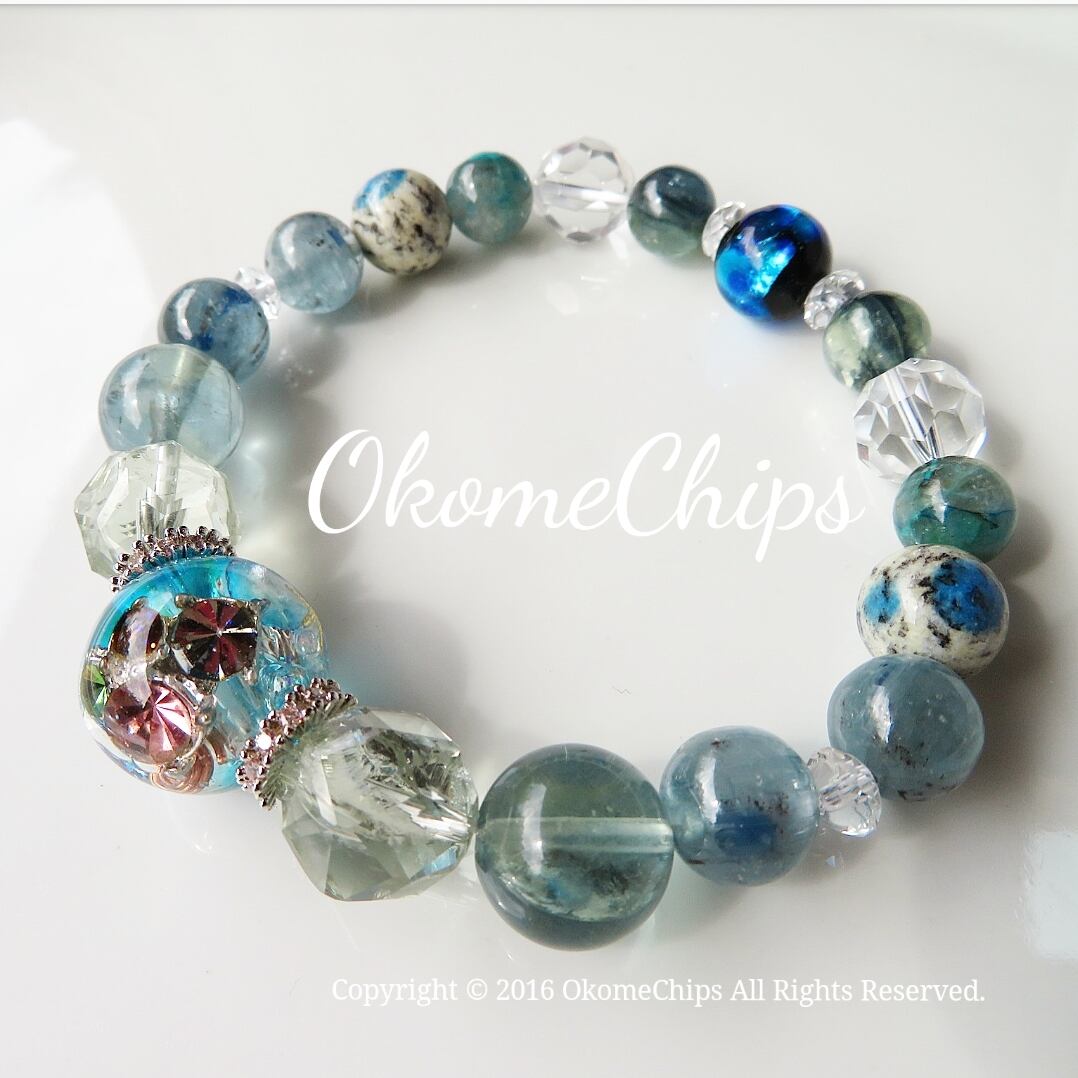 16.5cm カイヤナイトベースのオルゴナイトブレスレット | okomechips