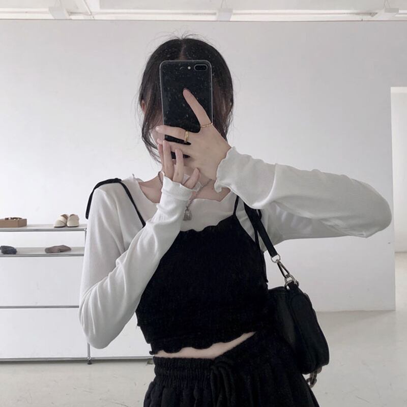 スプリングトップス スタンダード薄手ホワイトセーター スリム ロング レトロ 春物 スーパーモール33033804193