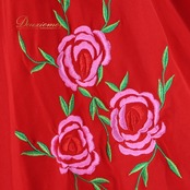 フラメンコ 衣装 ファルダ スカート 赤 刺繍 ボランテ フリル 花 伸縮 prima boutique プリマブティック ストレッチ レッスン 練習着 レッド系 赤 フラメンコスカート かわいい おしゃれ デザイン レディース 踊り スポーツ ダンス用 練習用