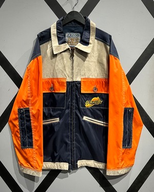 【X VINTAGE】Multiple Color Suede Switching Design Zip Up Jacket