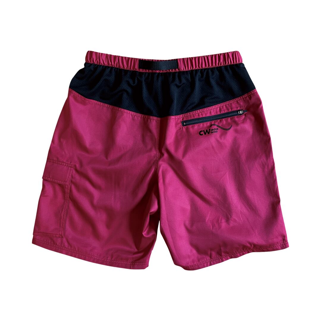 CW ナイロンカーゴショートパンツ (エンジ×ブラック)