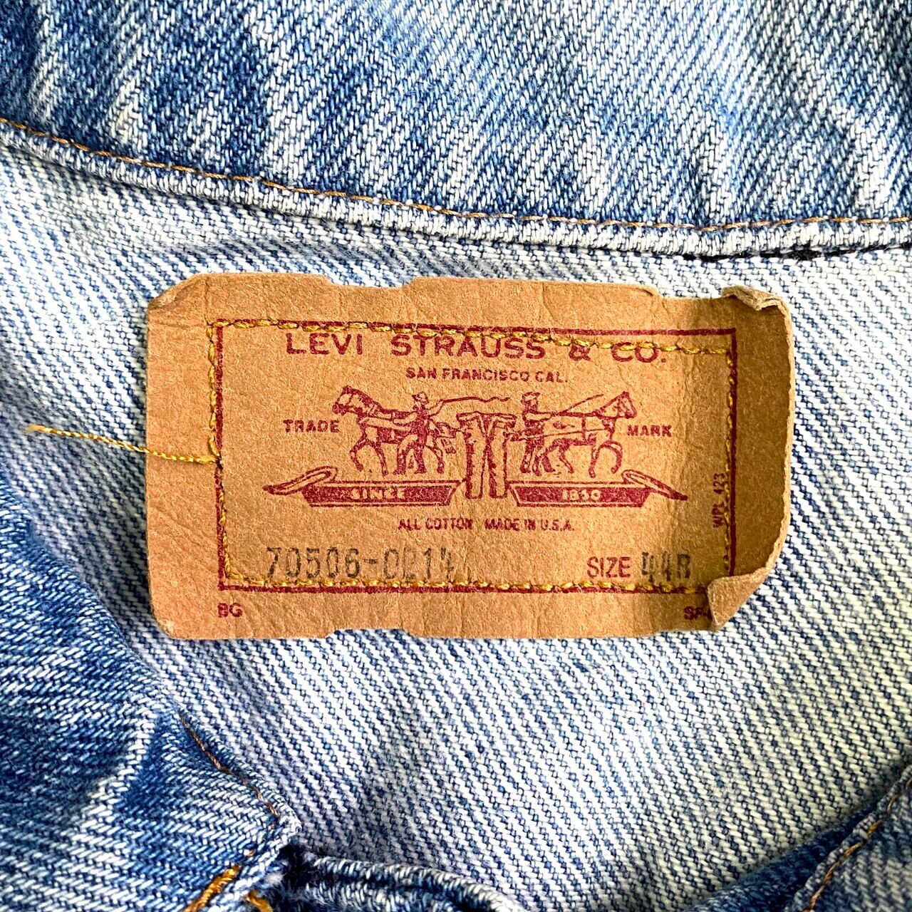 USA製 年代 ヴィンテージ Levi's リーバイス  デニムジャケット メンズL相当 古着 トラッカージャケット s  ビンテージデニムジ　ャケットCS3anniv   cave 古着屋公式古着通販サイト