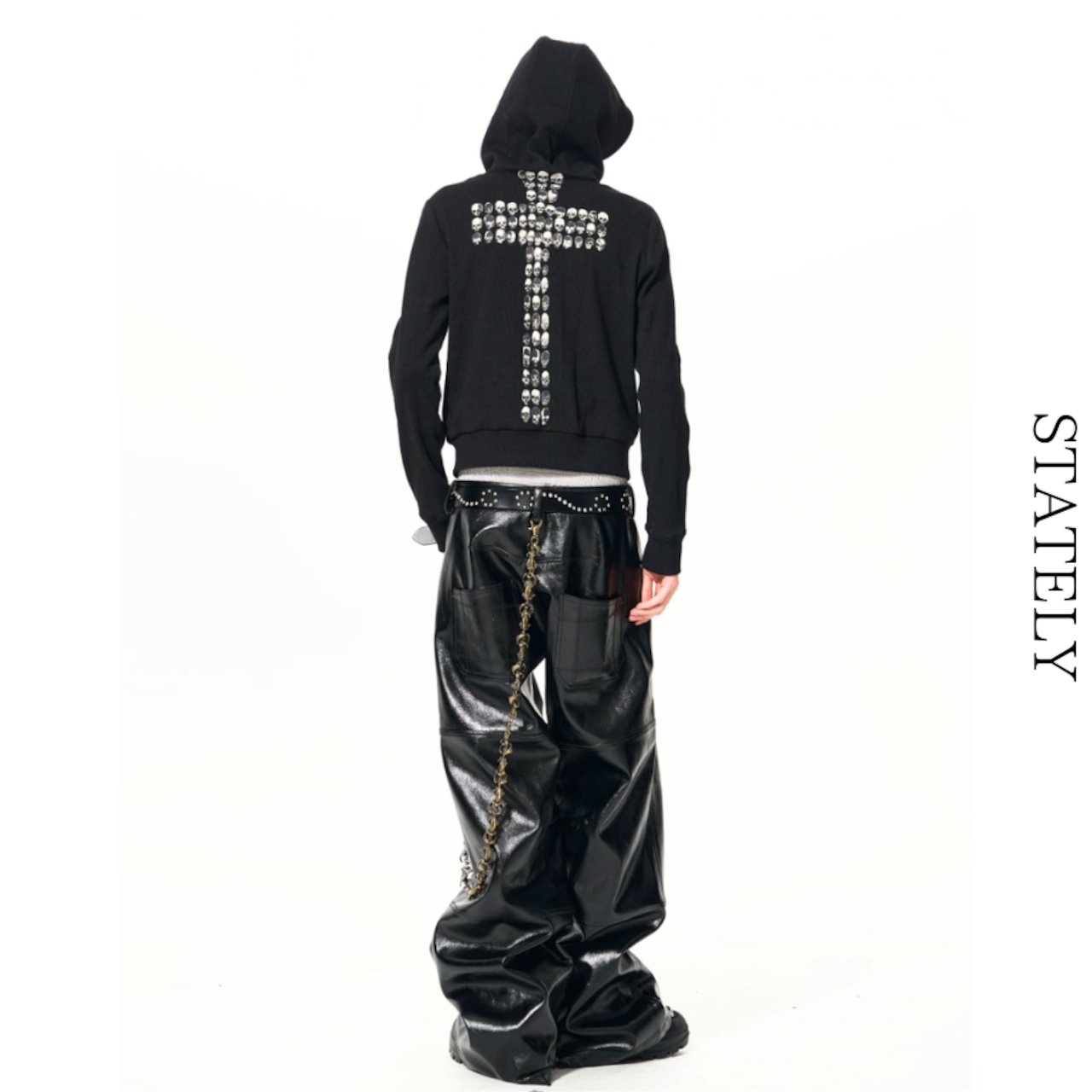 Skull Cross Zip パーカー_T216・画像7