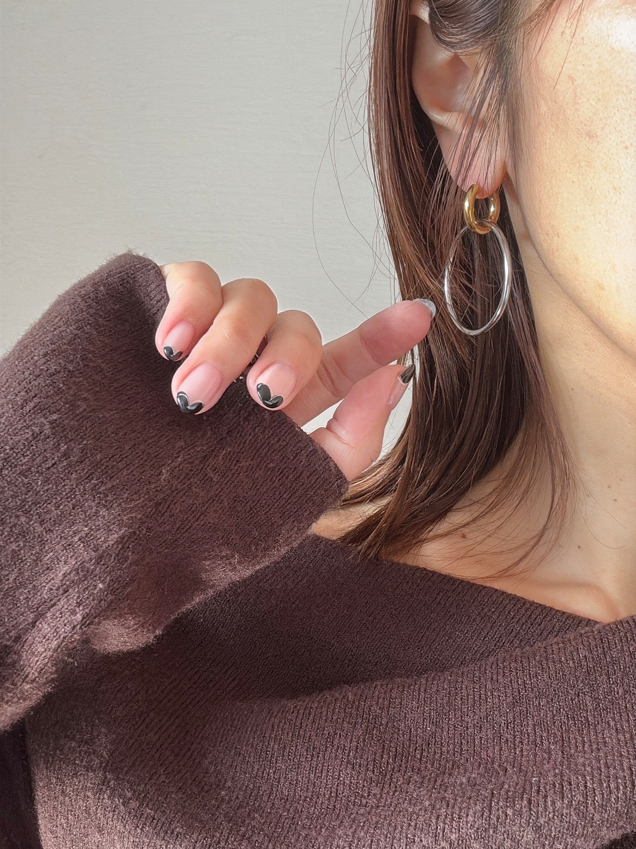 カラーブロックフープピアス