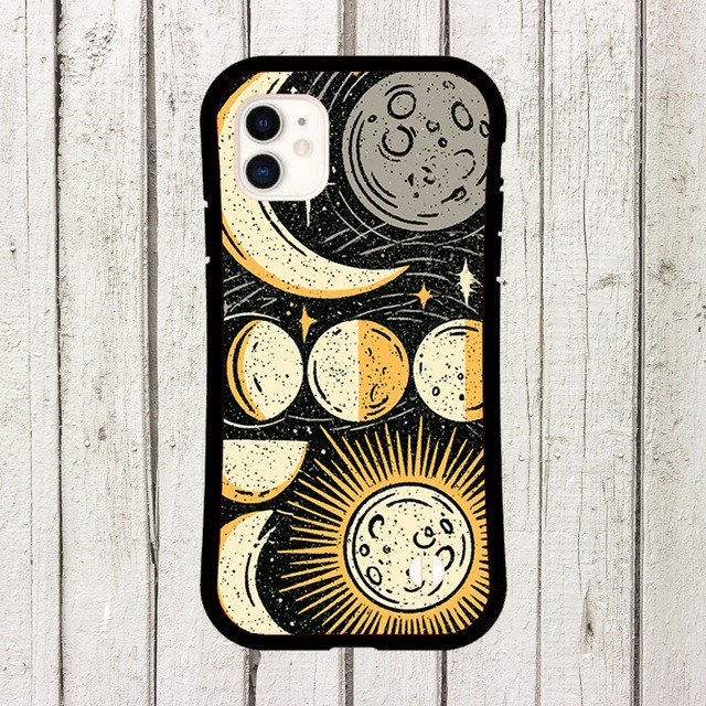 受注生産 iPhoneケース 金色月相のクラシック総柄｜天体図 STAR063C