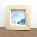 【日本画原画】青紫陽花と富士山　小さな額装日本画　 ミニ原画　絵画　ミニ額付き　ミニアートパネル　インテリアアート　　