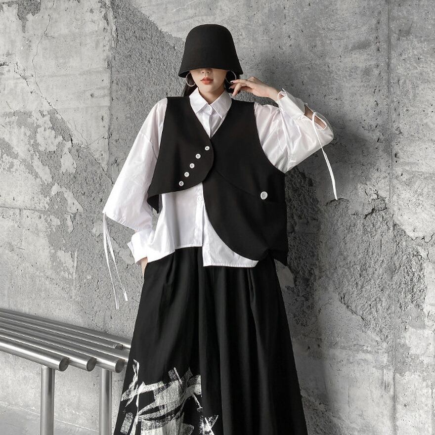 シャツ 大人モード服 袖コン アシンメトリー 異形デザイン クール 大人