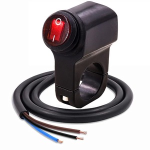 【人気】X-STYLE バイク 防水 スイッチ led付き 22mm ハンドル 12V ライト汎用 ON/OFFスイッチ 取付け簡単 1個入り (赤い光)
