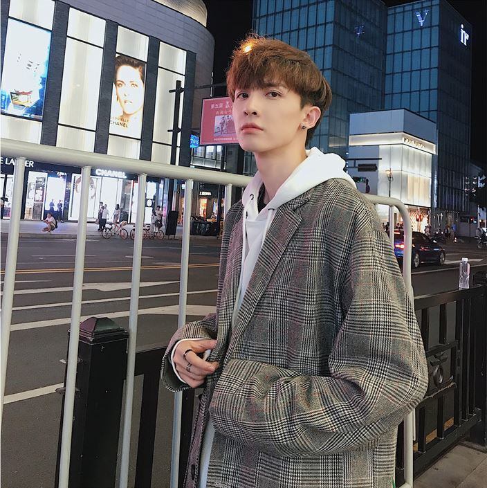 韓国メンズファッション Bw358 メンズ テーラードジャケット チェック柄 オーバーサイズ カジュアル 韓国メンズ服 流行プチプラ韓国メンズファッション新作通販 Buy The World