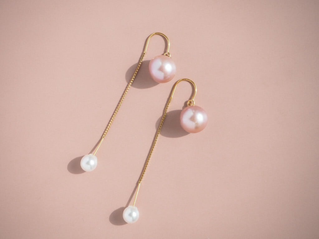 25P-8】ピンク淡水パールのアメリカンピアス | objet sayoko Accessories