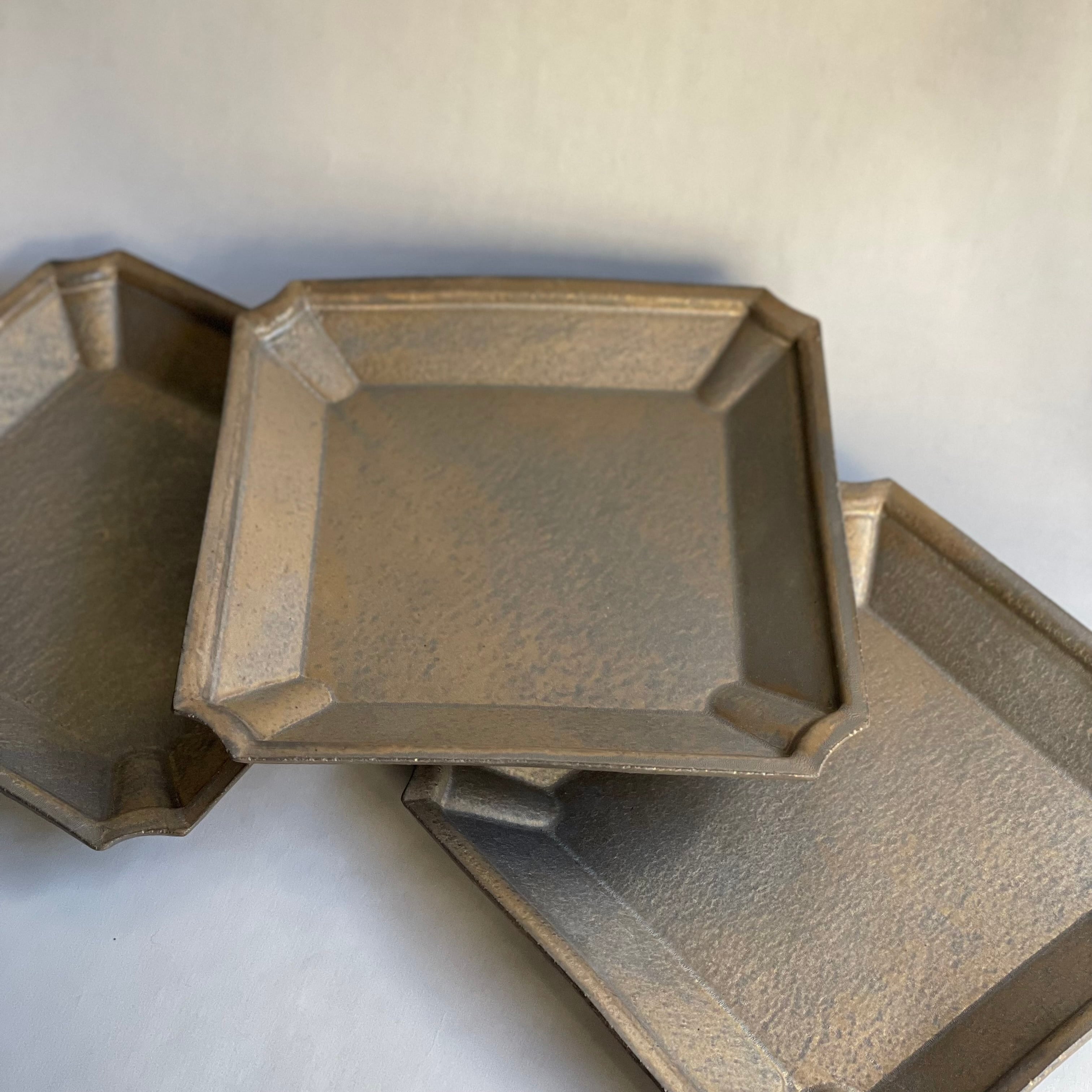 水野幸一 銅彩釉 スクエアフレームプレート (L) | gallery 一白