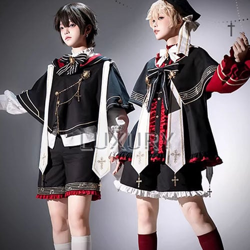 ロリータ セットアップ サイズM 男女兼用 男装 皇子 王子装 ロリータ セットアップ ケープ + トップス +