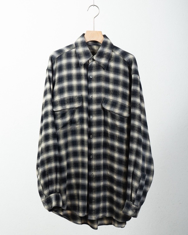ombre check double flap pocket rayon blend shirt