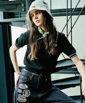 ジップアップポロニットTOPS (BLACK) CQ-49027