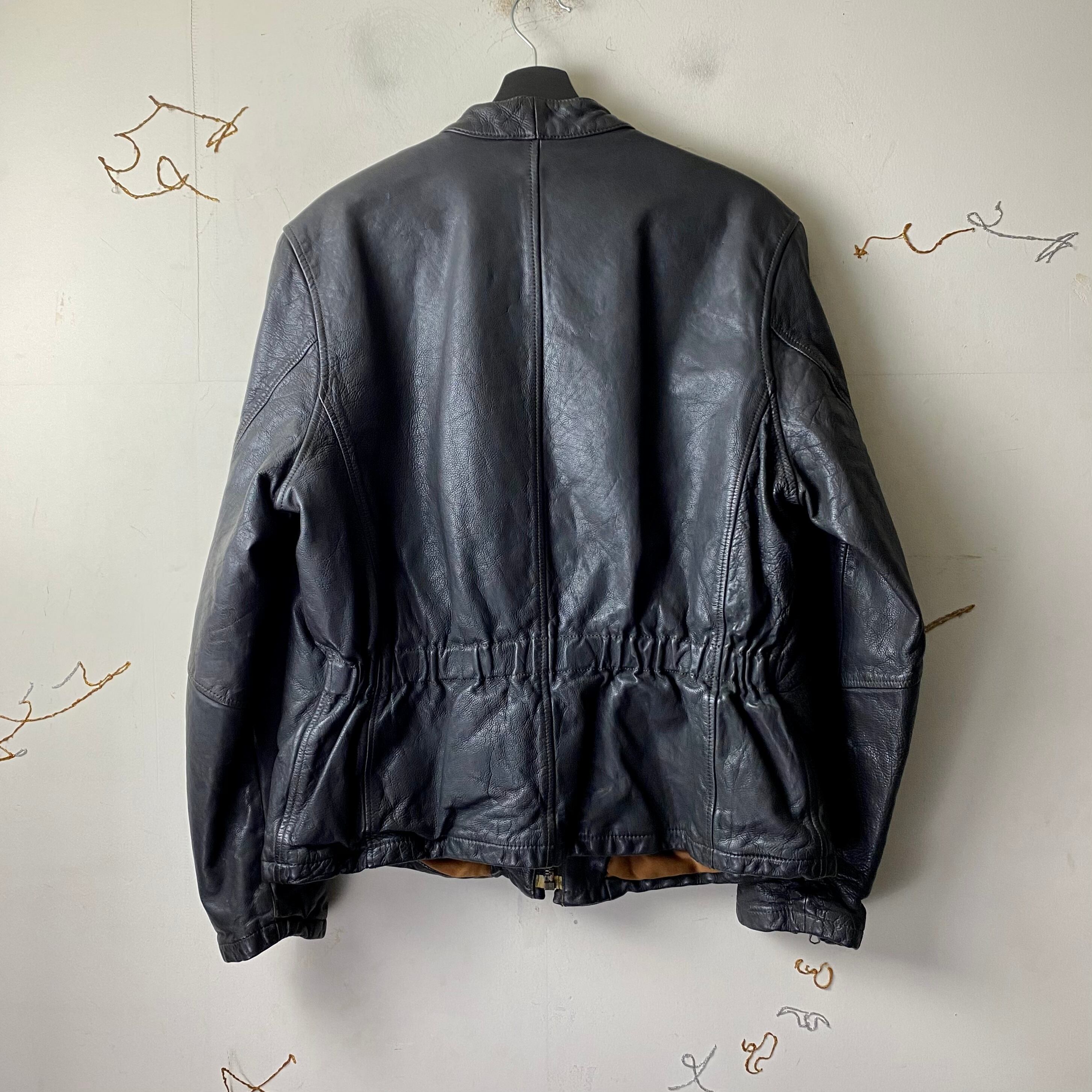 GIORGIO ARMANI×BARNEYS NEWYORK black single leather riders jacket 