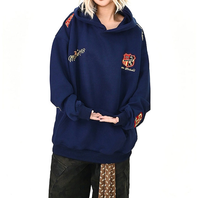 エンブレムスポーツフーディトップス 3col R01509