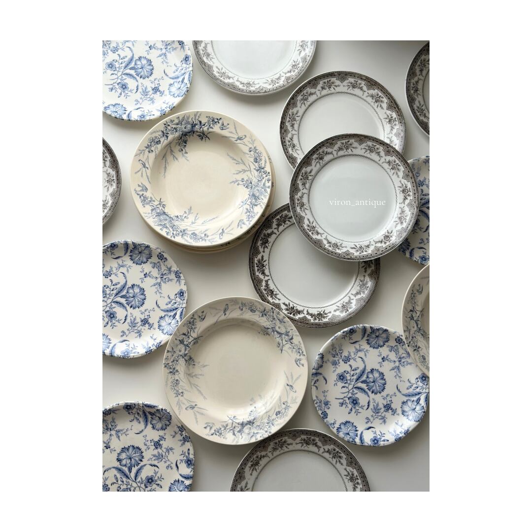 Creil et Montereau クレイユモントロー / “LINOTTE” blue 深皿