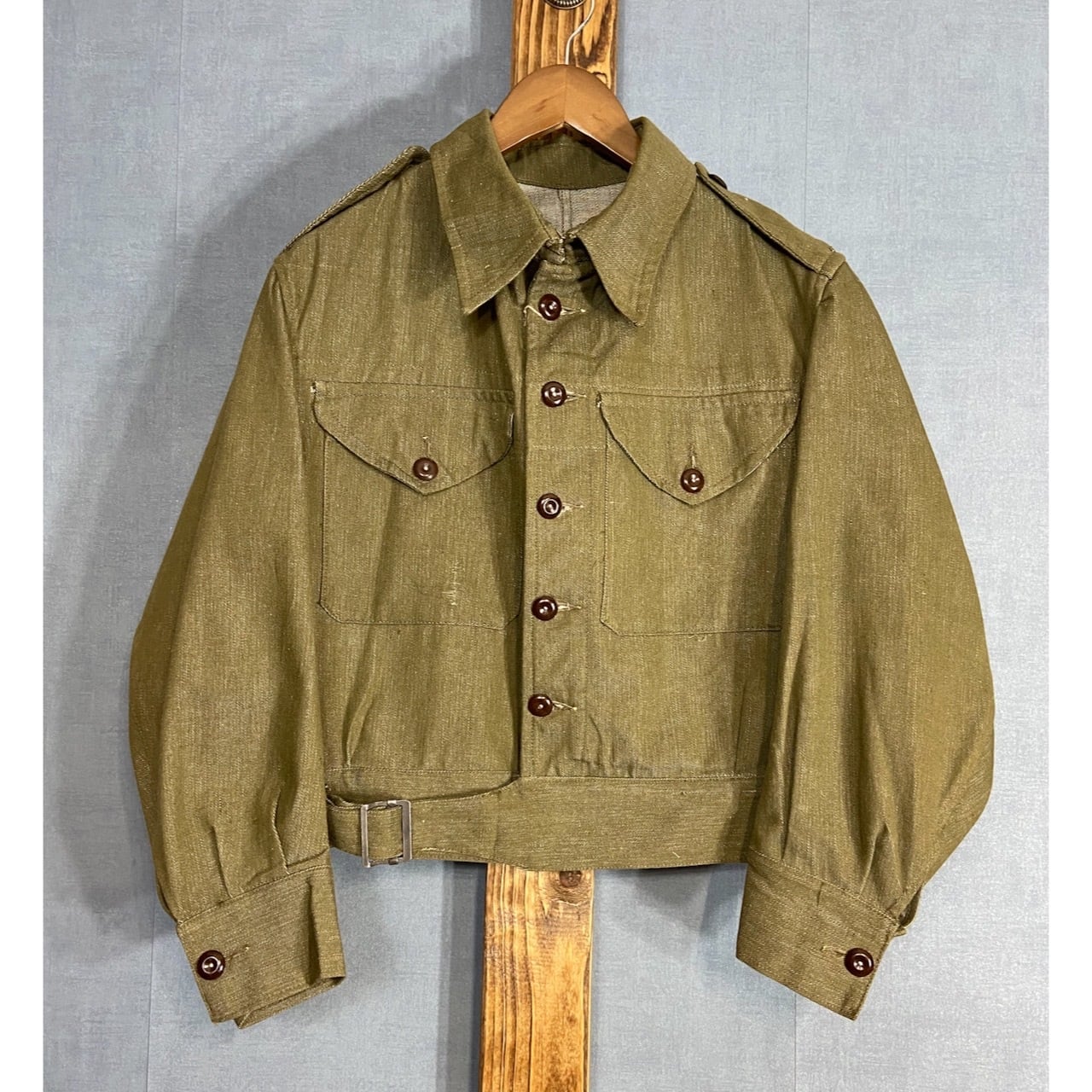 1950s, DS】“British Army” Green Denim Battle Dress Jacket Size 4