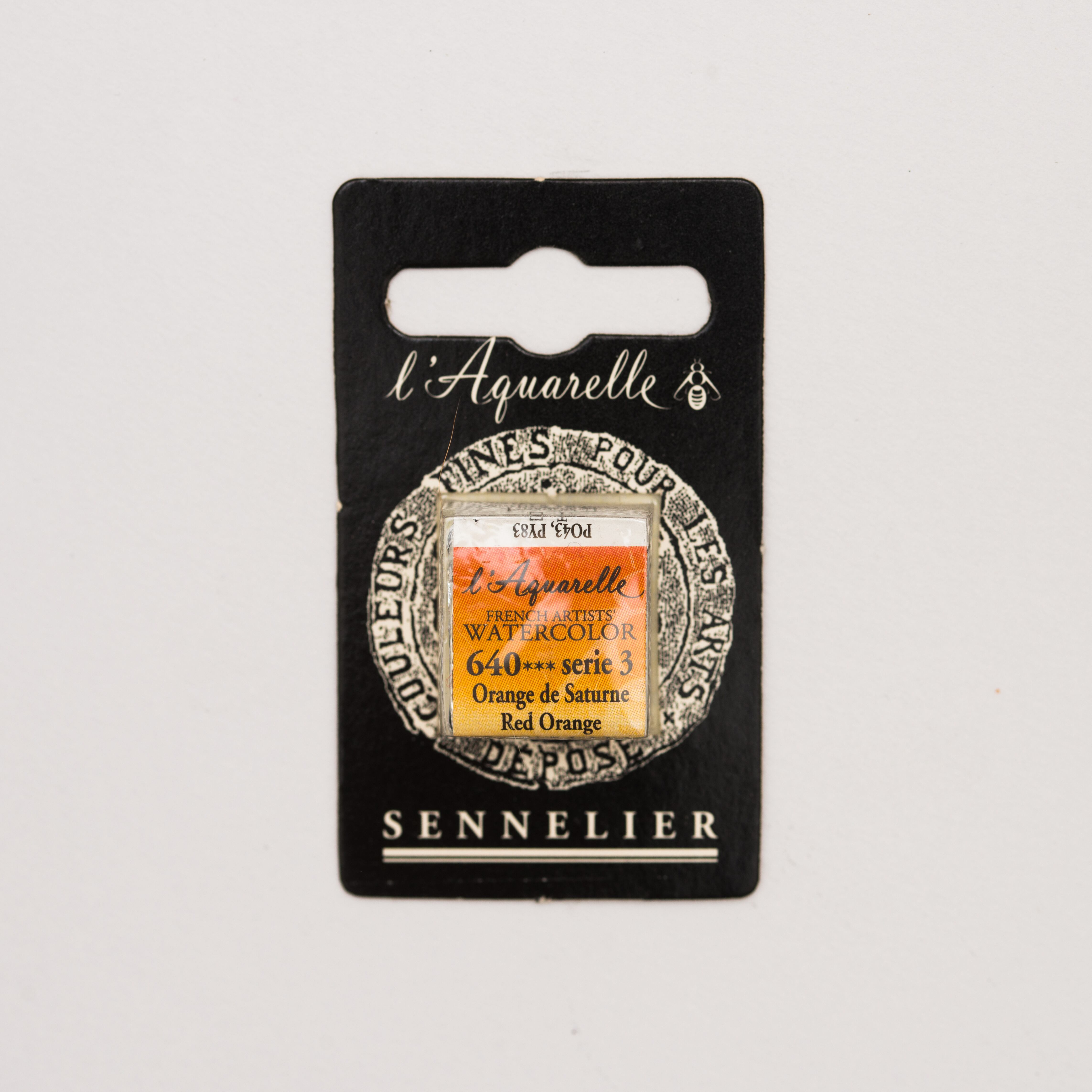 セヌリエWC 640 レッドオレンジ 透明水彩絵具 ハーフパン（固形） Ｓ3
