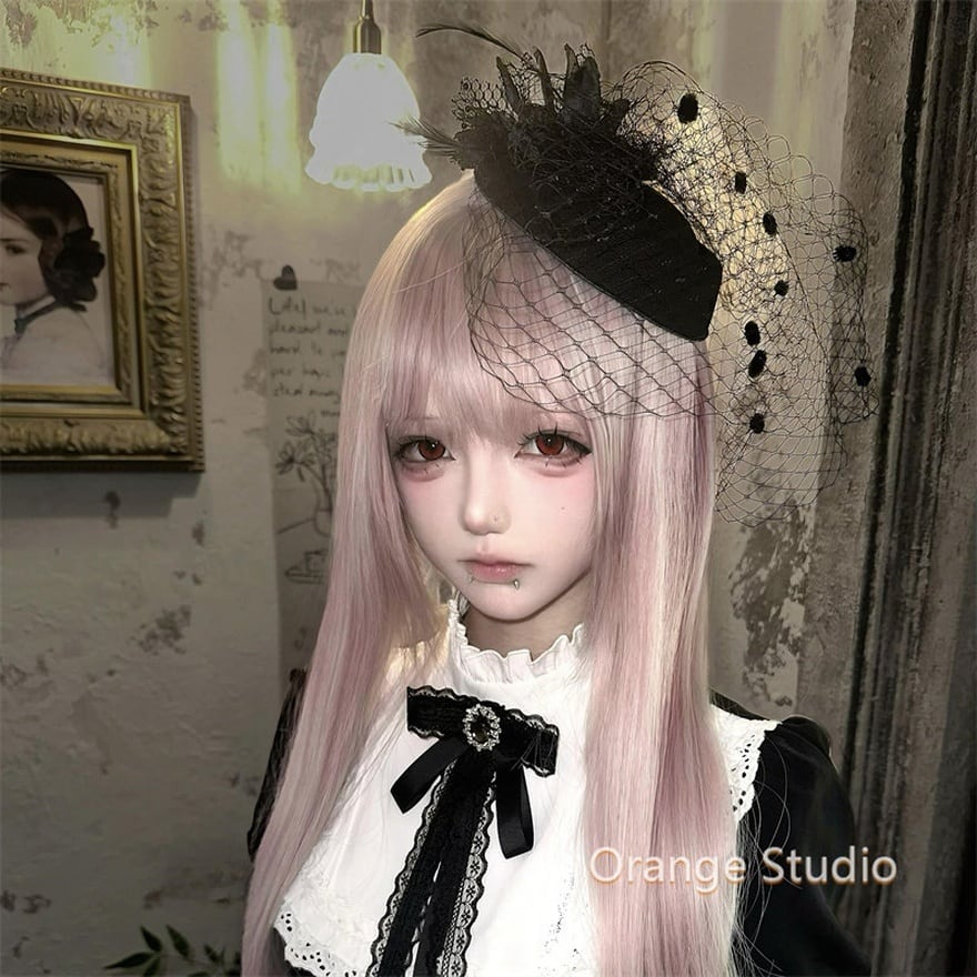 ゴシックロリィタ 羽根チュール小礼帽ヘアクリップ