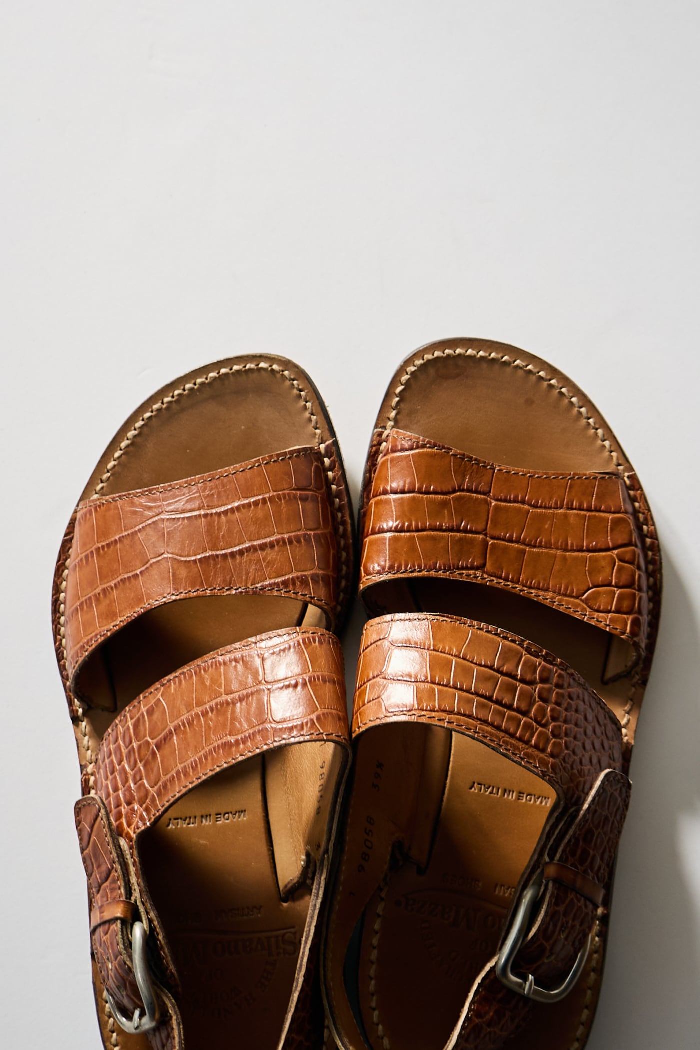 イタリア製】 Silvano Mazza LEATHER STRAP SANDALS BROWN FAUX