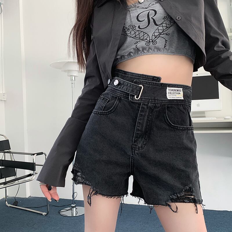 ショーツ レディースサマールーズハイウェストAラインパンツ ブラック 夏物 ブルマー クレセントシティ32380995587