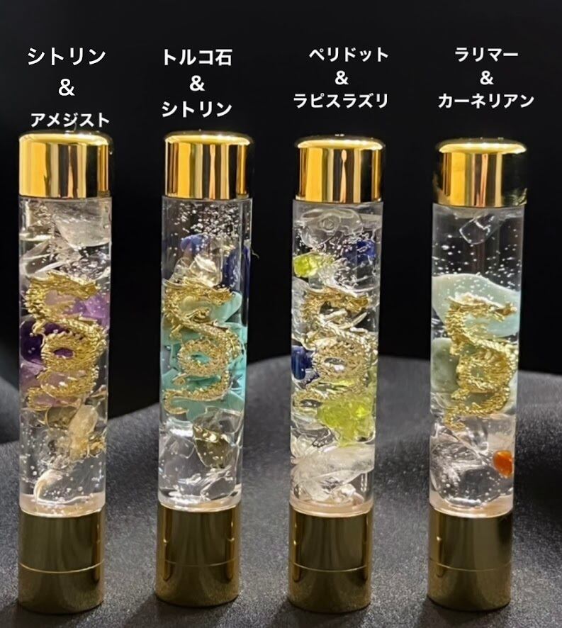 開運ハーバリウム印鑑 パワーストーンと龍のパワーを閉じ込めた