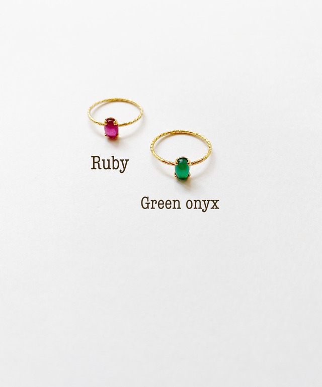 〇予約〇Jem rings: Ruby. Green onyx