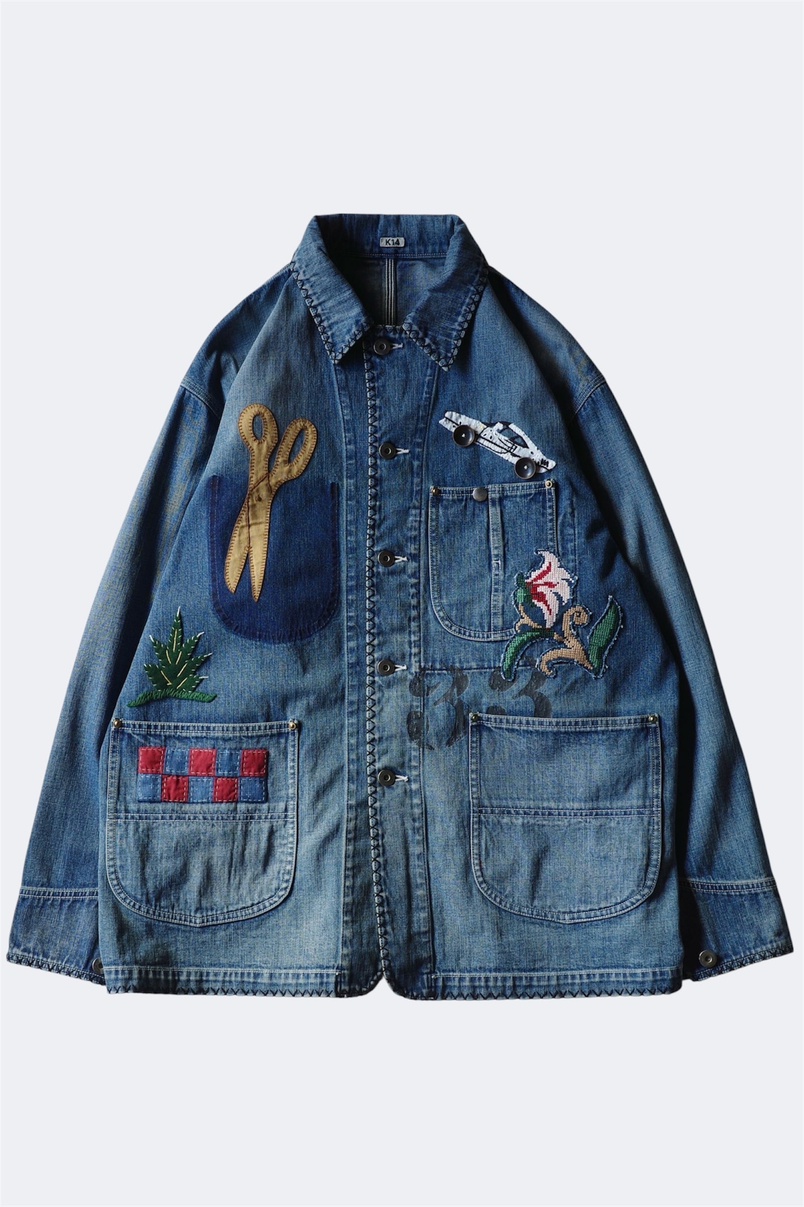 KHOKI 【Hand-Embroidered Denim Coverall -Indigo-】