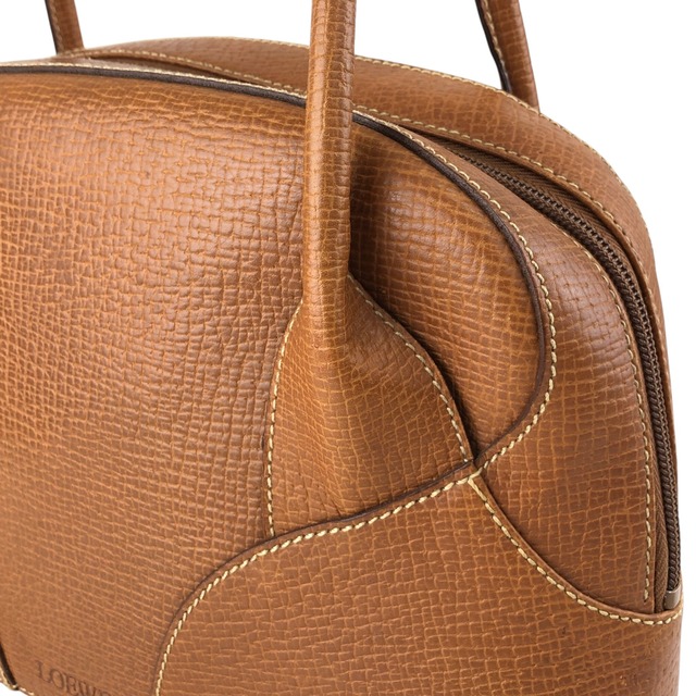 LOEWE ロエベ ハンドバッグ ブラウン 型押しロゴ レザー ボストンバッグ vintage ヴィンテージ オールド u2gt6p