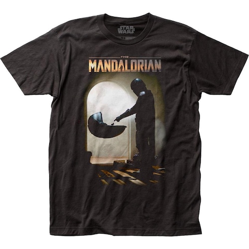 Tシャツ スター・ウォーズ マンダロリアン マンドー ミーツ ザ・チャイルド Star Wars The Mandalorian Mando Meets The Child Black T-Shirt