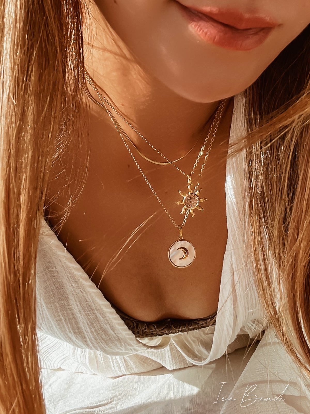 テンプルオブザ・サン★18Kメッキ 女性らしさと拡張 貝殻 moon shell coin necklace | IRIEBEACH