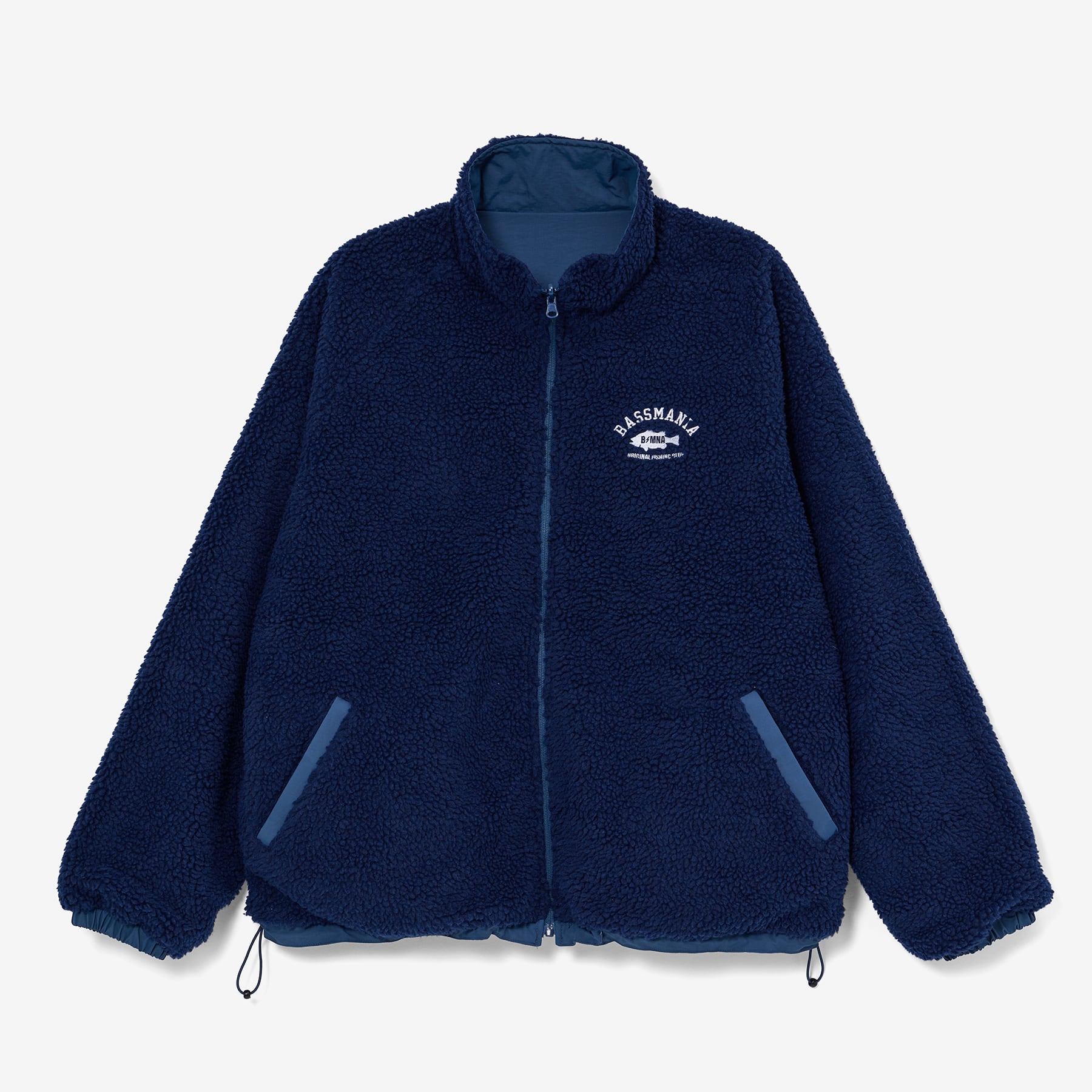 バスマニア　ボアジャケット DeepRangebybassmania】 Logo Reversible Boa Jacket［I.BLU/NVY