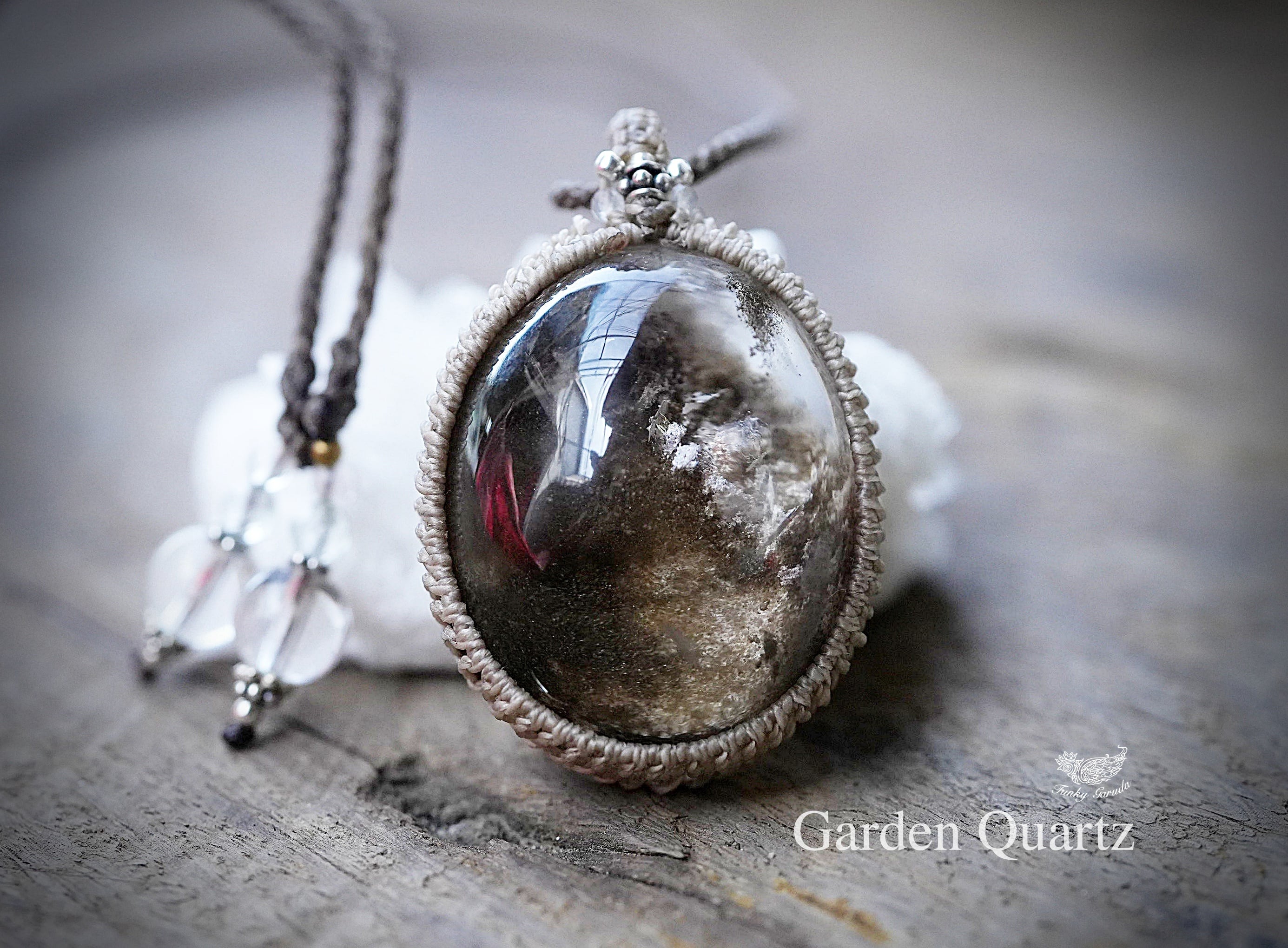 ぷっくり砂漠の城★ガーデンクォーツ マクラメネックレス1678