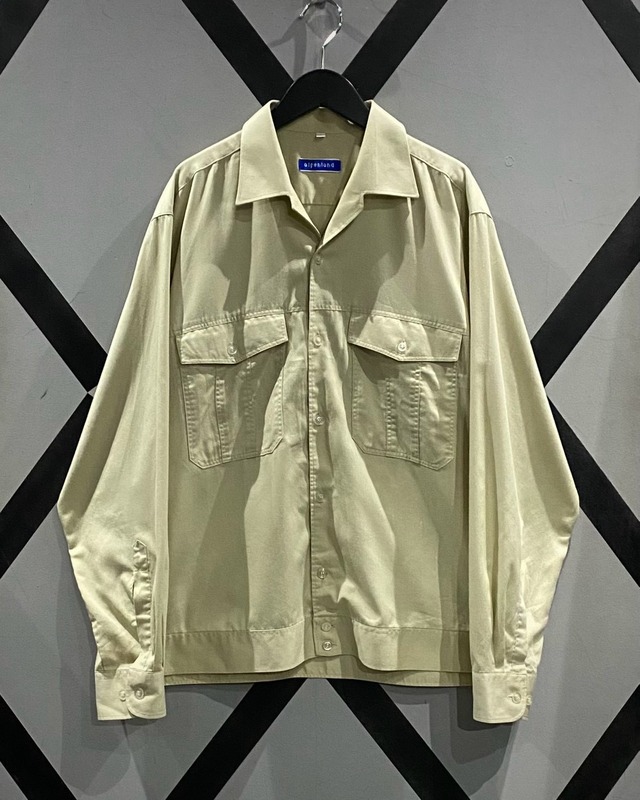 【X VINTAGE】Light Beige Color Vintage Open Collar L/S Shirt Jacket