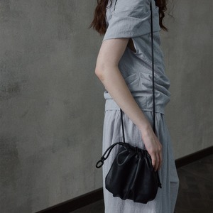 Drawstring Leather Mini Shoulder Bag  T6134