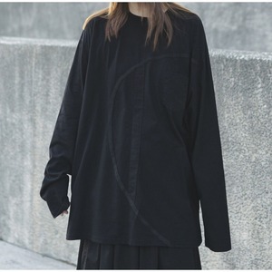 black design long T-shirt（ブラックデザインロングTシャツ）-b1216