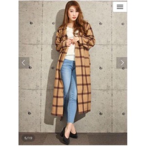 定価10000円 duras デュラス ブラウン ベージュ チェック 格子 ウール ガウン