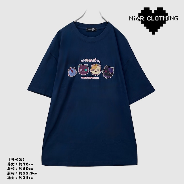 COTTON 100% NAVY CUTSEW【にゃんズ】