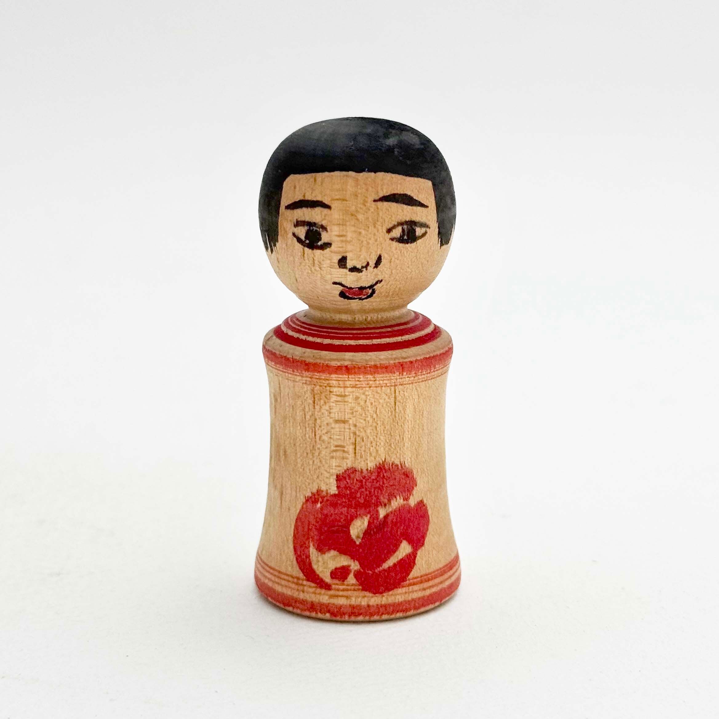 今晃工人 / 小寸こけし（赤い花 6cm）