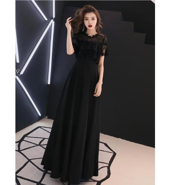 ダブルフリル 花柄 レース ロング丈 ワンピース ドレス ボレロ風 ダブルフリル 花柄 レース ロング丈 ワンピース ドレス ボレロ風