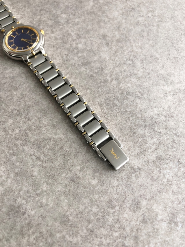 Yves Saint Laurent イヴ・サンローラン 腕時計 シルバー ブルー ステンレススチール クウォーツ 5420-F45413 vintage ヴィンテージ オールド 8eadpy