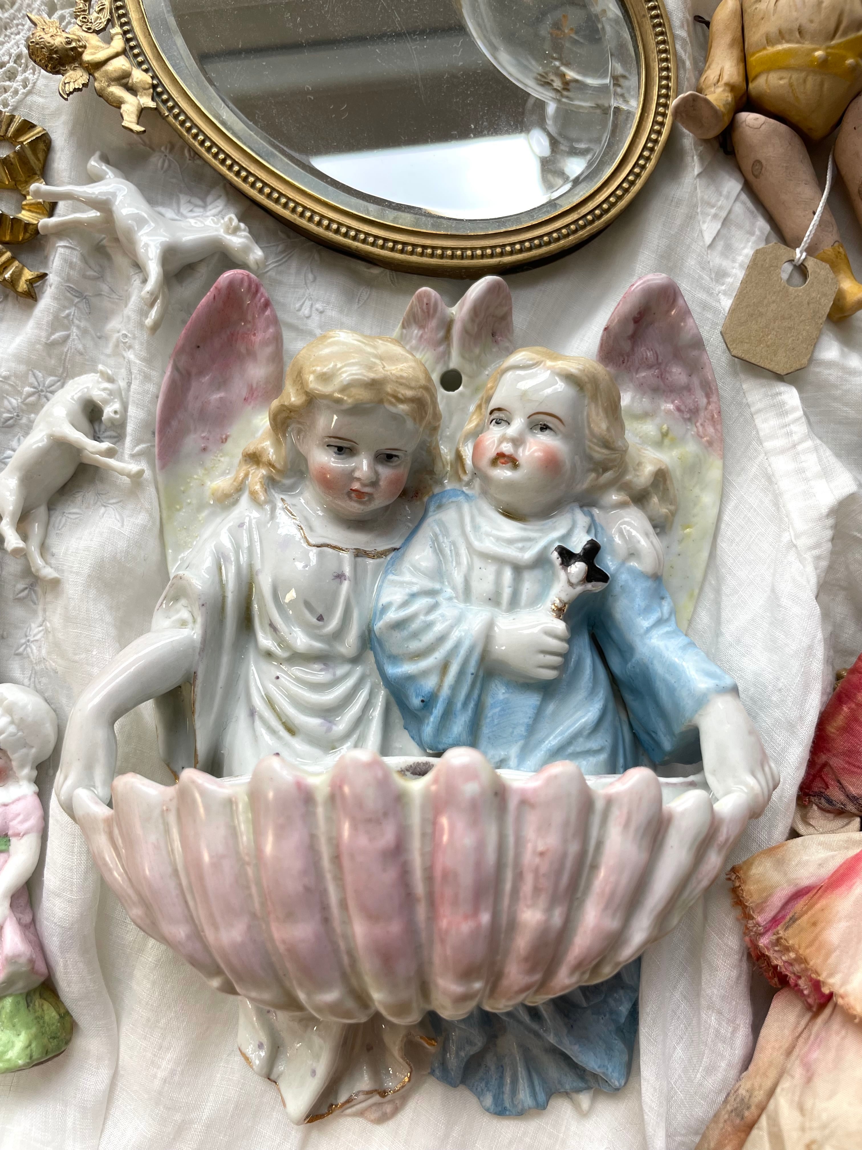 祈りの天使ペアアンティークビスク