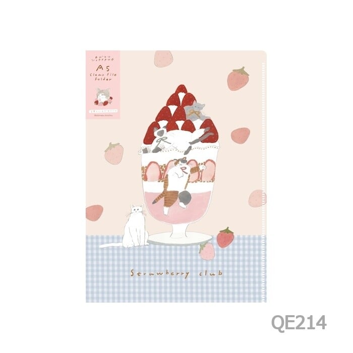 トビマツショウイチロウ×古川紙工 猫といちごスイーツ A5クリアファイル FU03