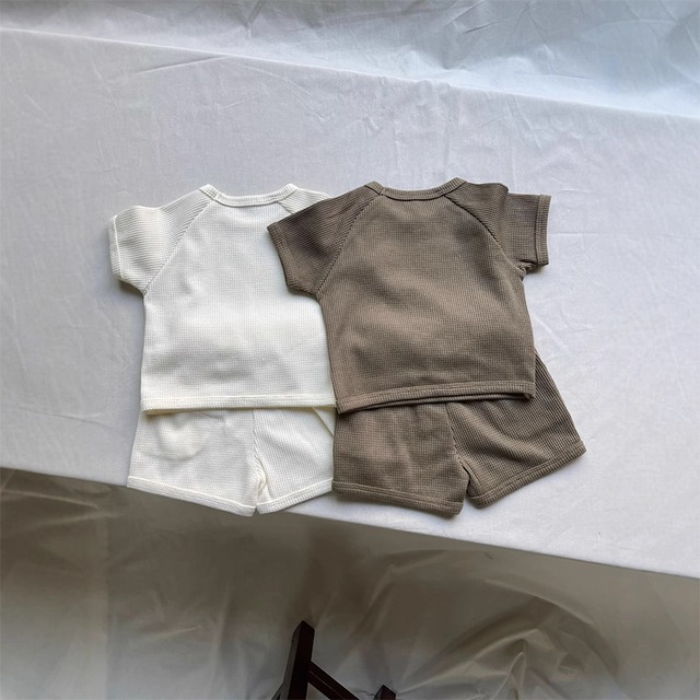 【BABY&KID】夏作ワッフル織り半袖セットアップ