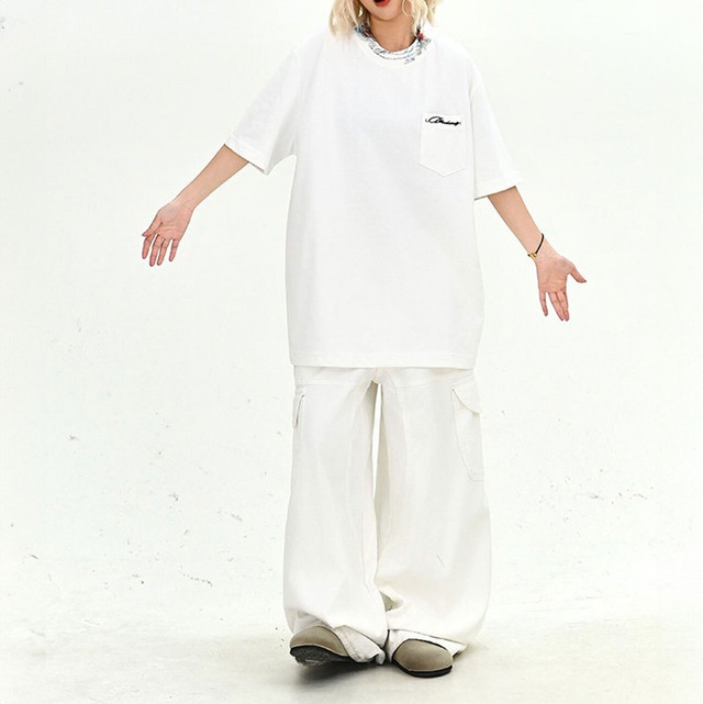 グラフィックネックパッチポケットTシャツ 2col   R02044